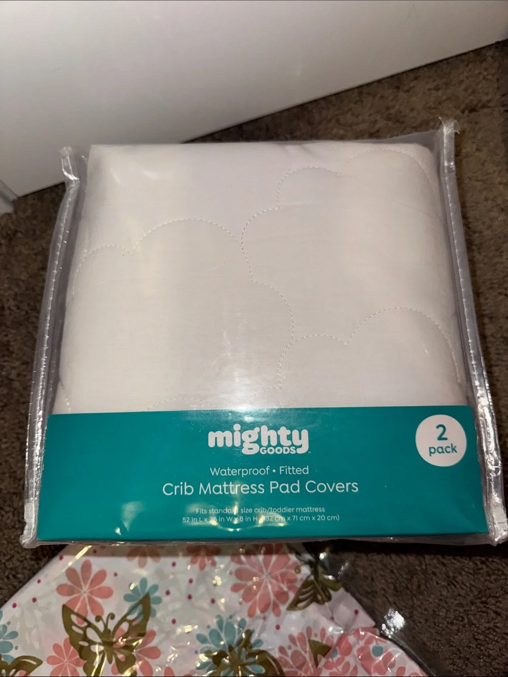 White Waterproof Crib Mattress Pad Covers - 2 Pack and 2 crib sheets